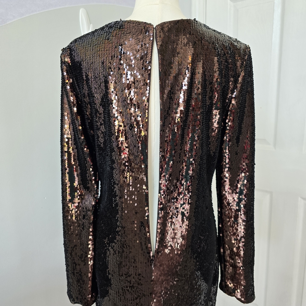 Banana Republic | Large | Chocolate Brown Stretch-Sequin Mini Dress - Picture 7 of 15